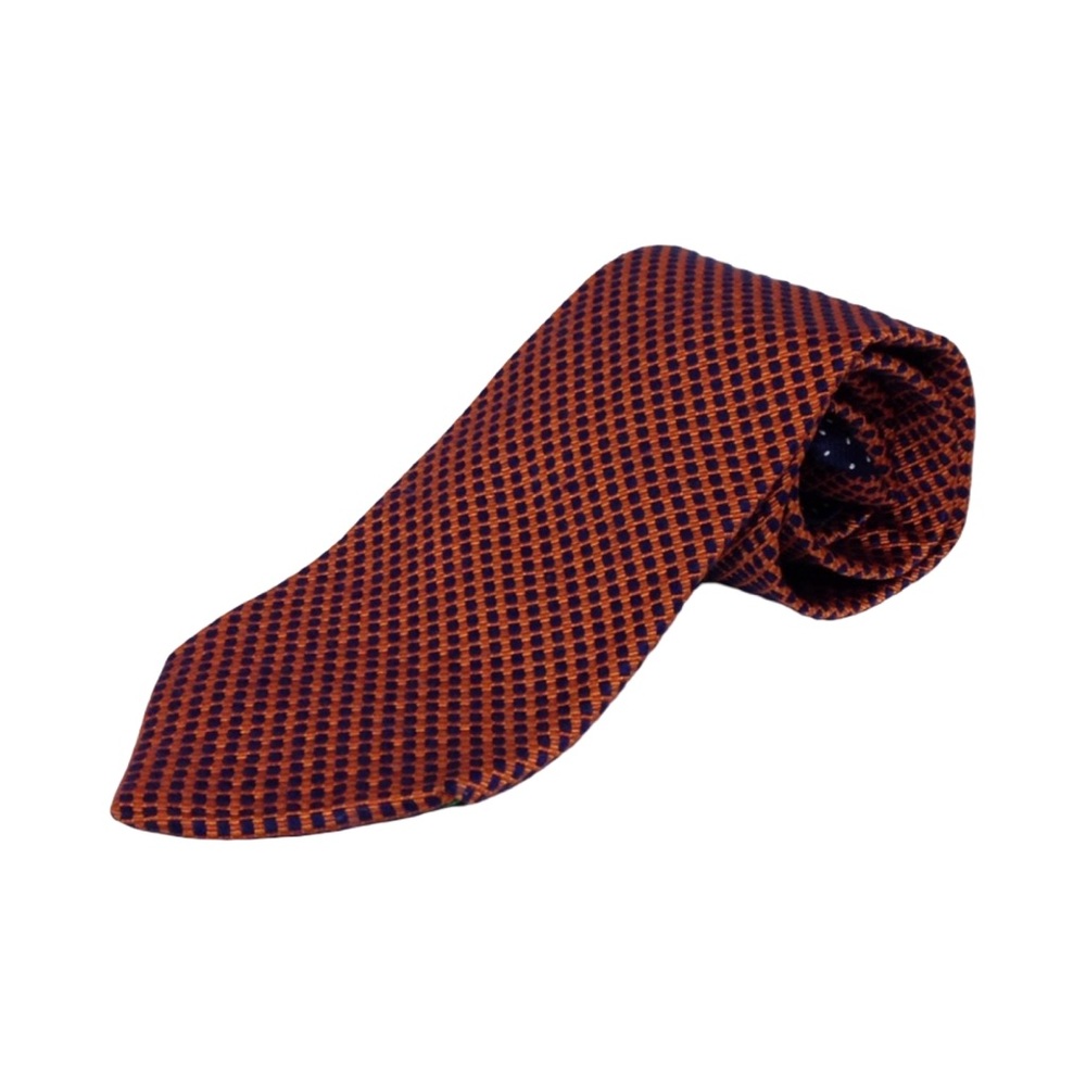 Tommy Hilfiger Mens Necktie Orange Blue Silk Made In USA